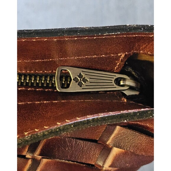 Patricia Nash Emiliano Woven Rust Brown Leather Tote Purse Crossbody Strap - Picture 6 of 14